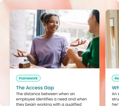 Workplace resources interface showing therapist-led content and learning material.